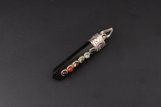 7 Chakra Black Agate Pendants