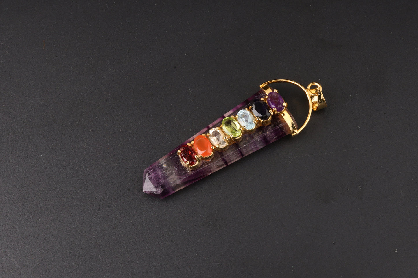 7 Chakra Fluorite Pendants 1