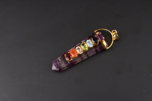 7 Chakra Fluorite Pendants 1