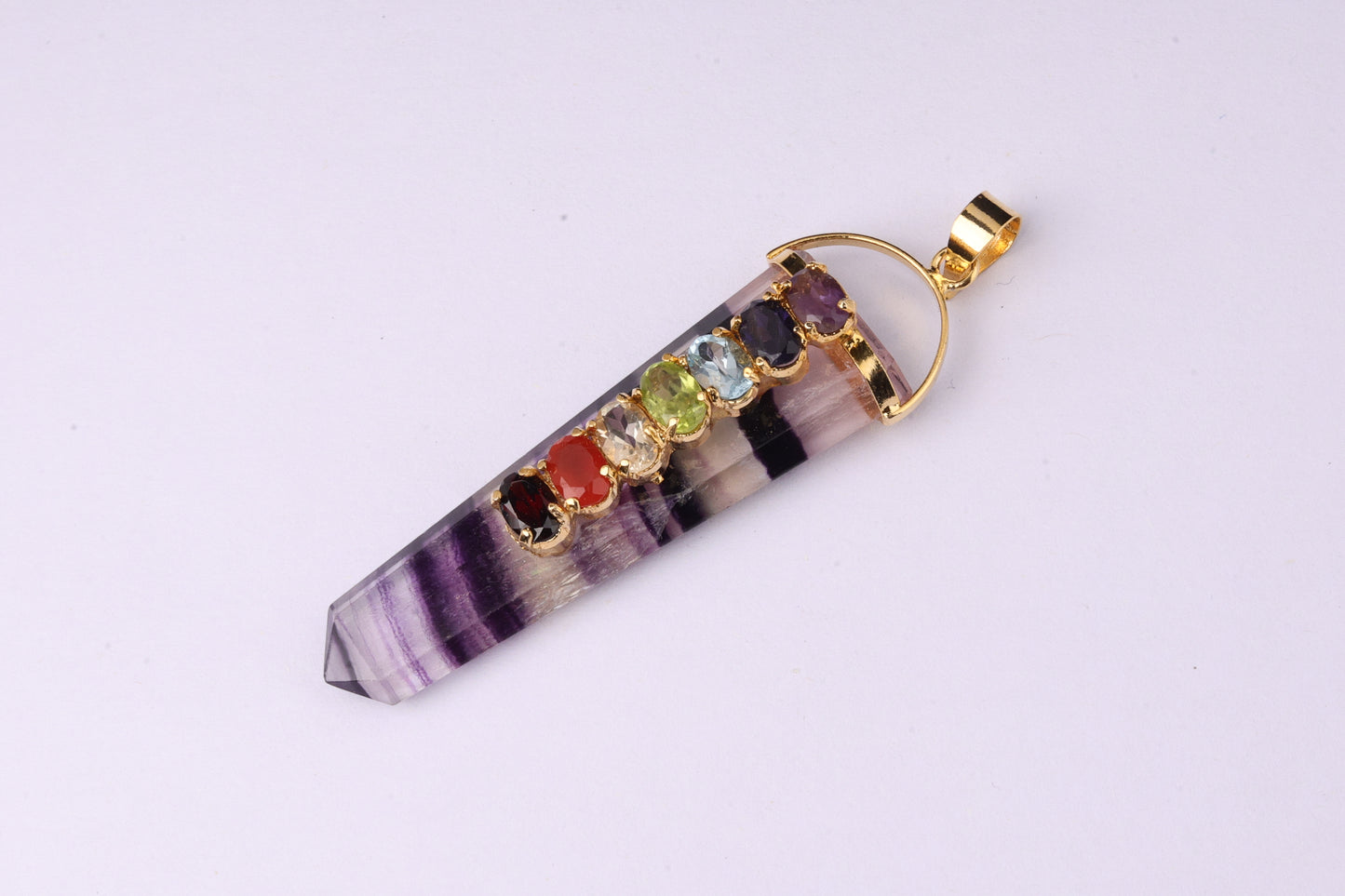7 Chakra Fluorite Pendants 1