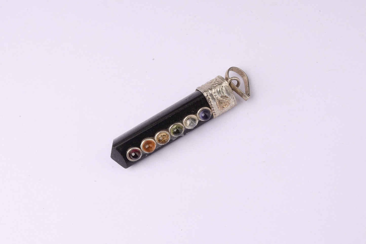 7 Chakra Black Agate Pendants