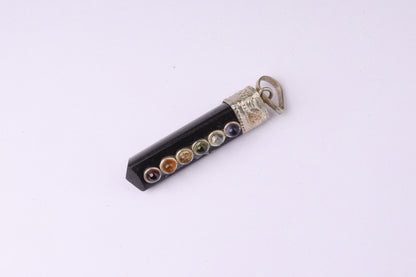 7 Chakra Black Agate Pendants