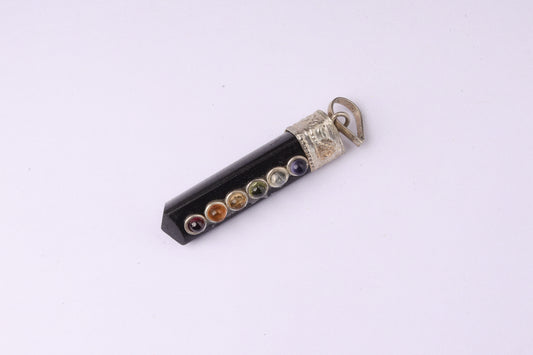 7 Chakra Black Agate Pendants