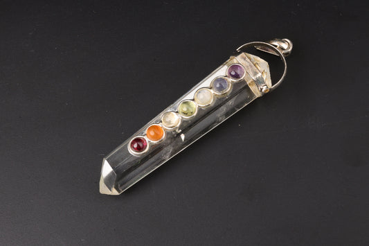 7 Chakra Clear Quartz Pendants
