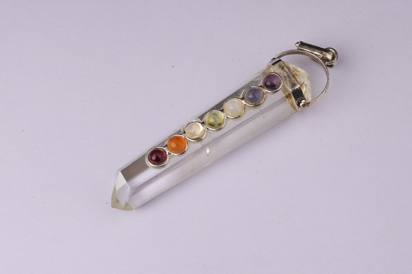 7 Chakra Clear Quartz Pendants
