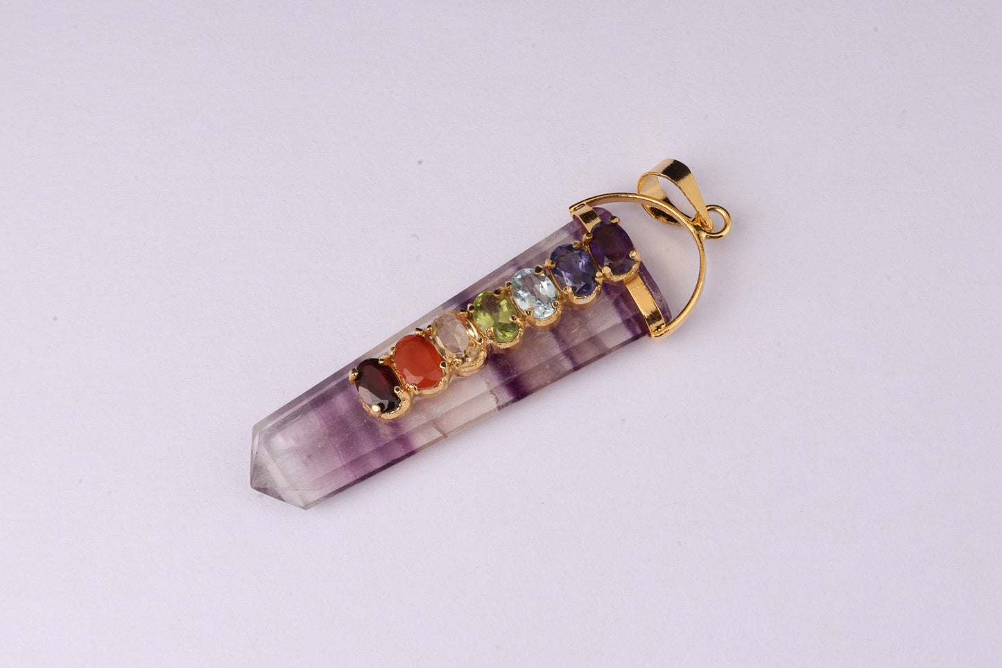 7 Chakra Fluorite Pendants 1