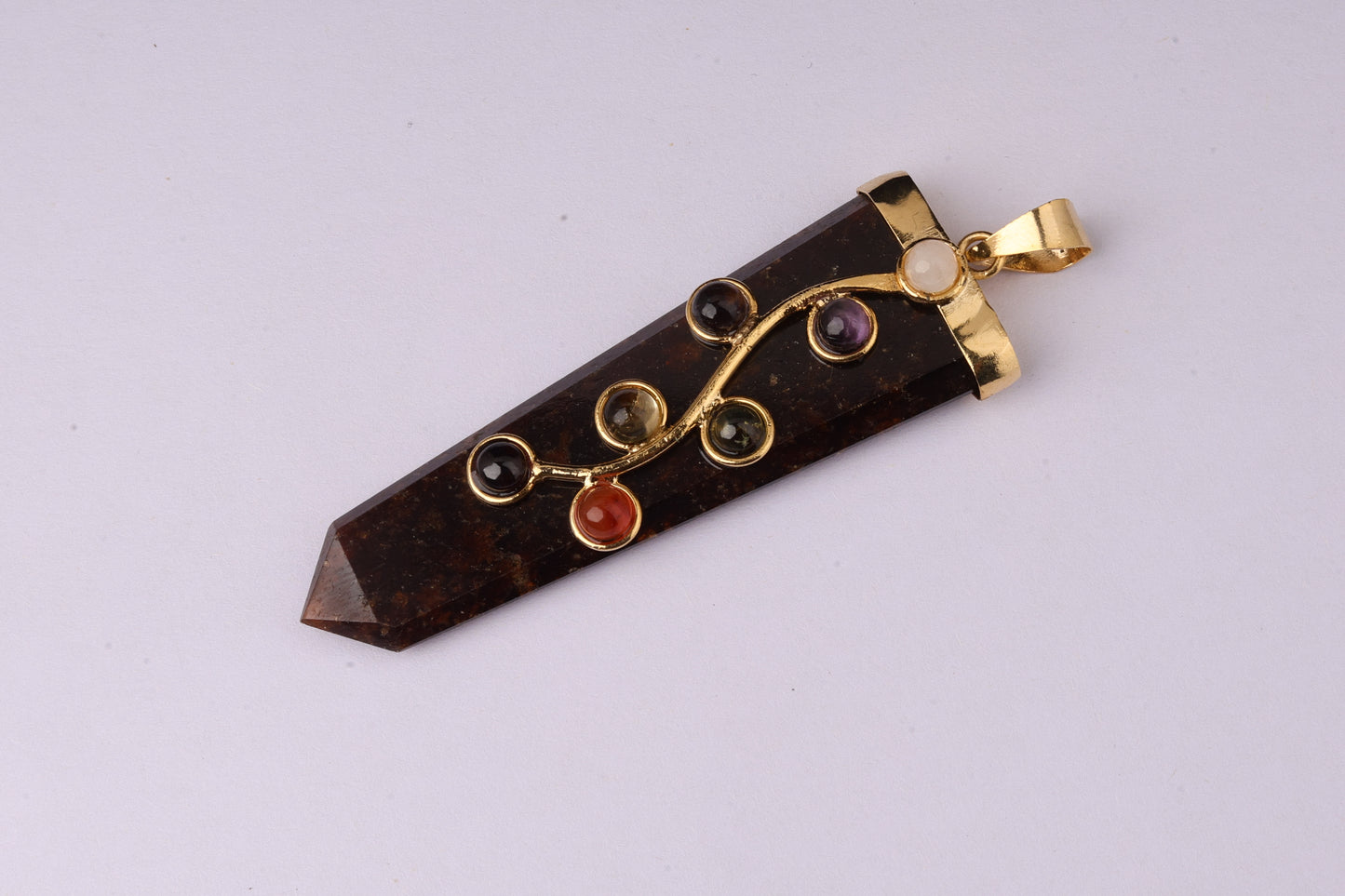 7 Chakra Tiger Eye Stone Pendants