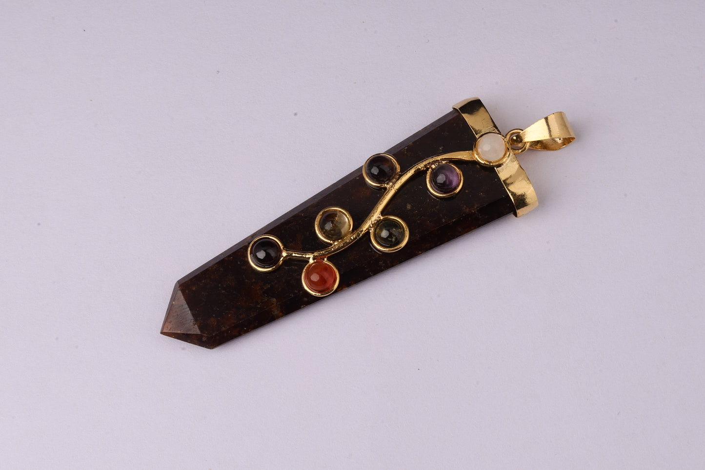 7 Chakra Tiger Eye Stone Pendants