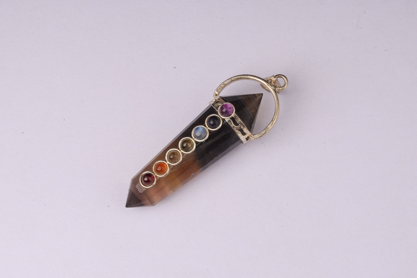7 Chakra Fluorite Double Terminated Vogel Pendants