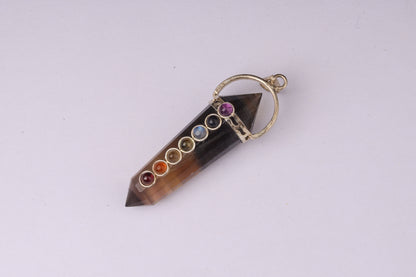 7 Chakra Fluorite Double Terminated Vogel Pendants