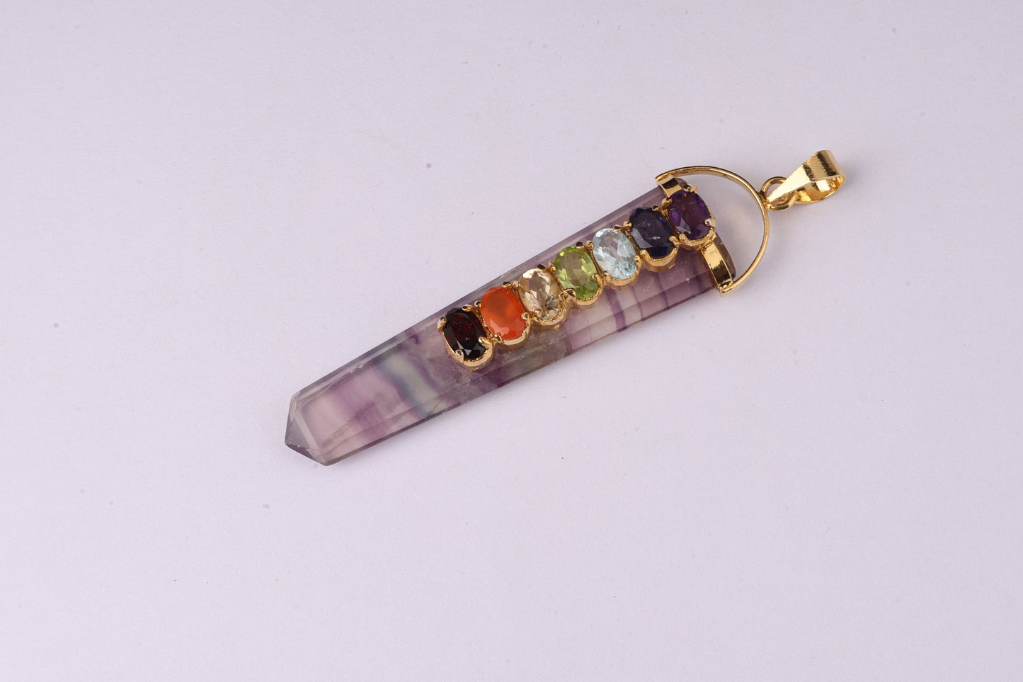 7 Chakra Fluorite Pendants 1