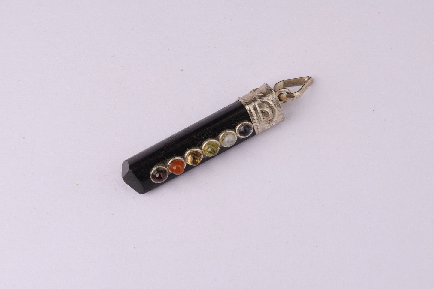 7 Chakra Black Agate Pendants