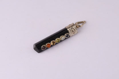7 Chakra Black Agate Pendants
