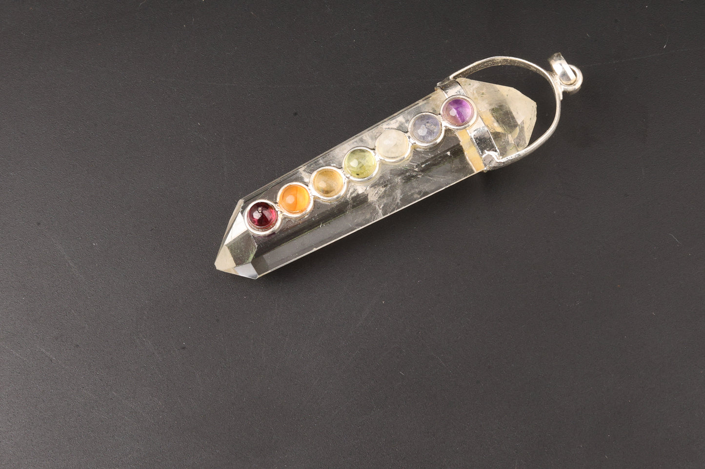 7 Chakra Clear Quartz Pendants