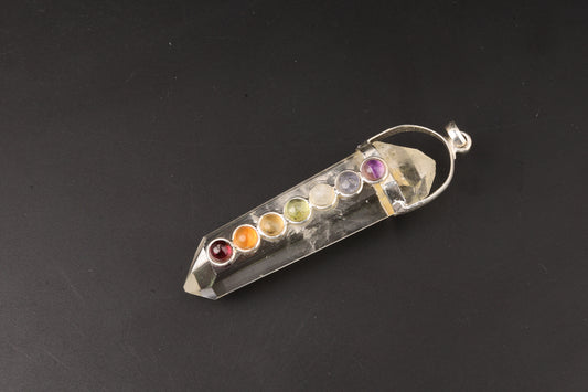7 Chakra Clear Quartz Pendants