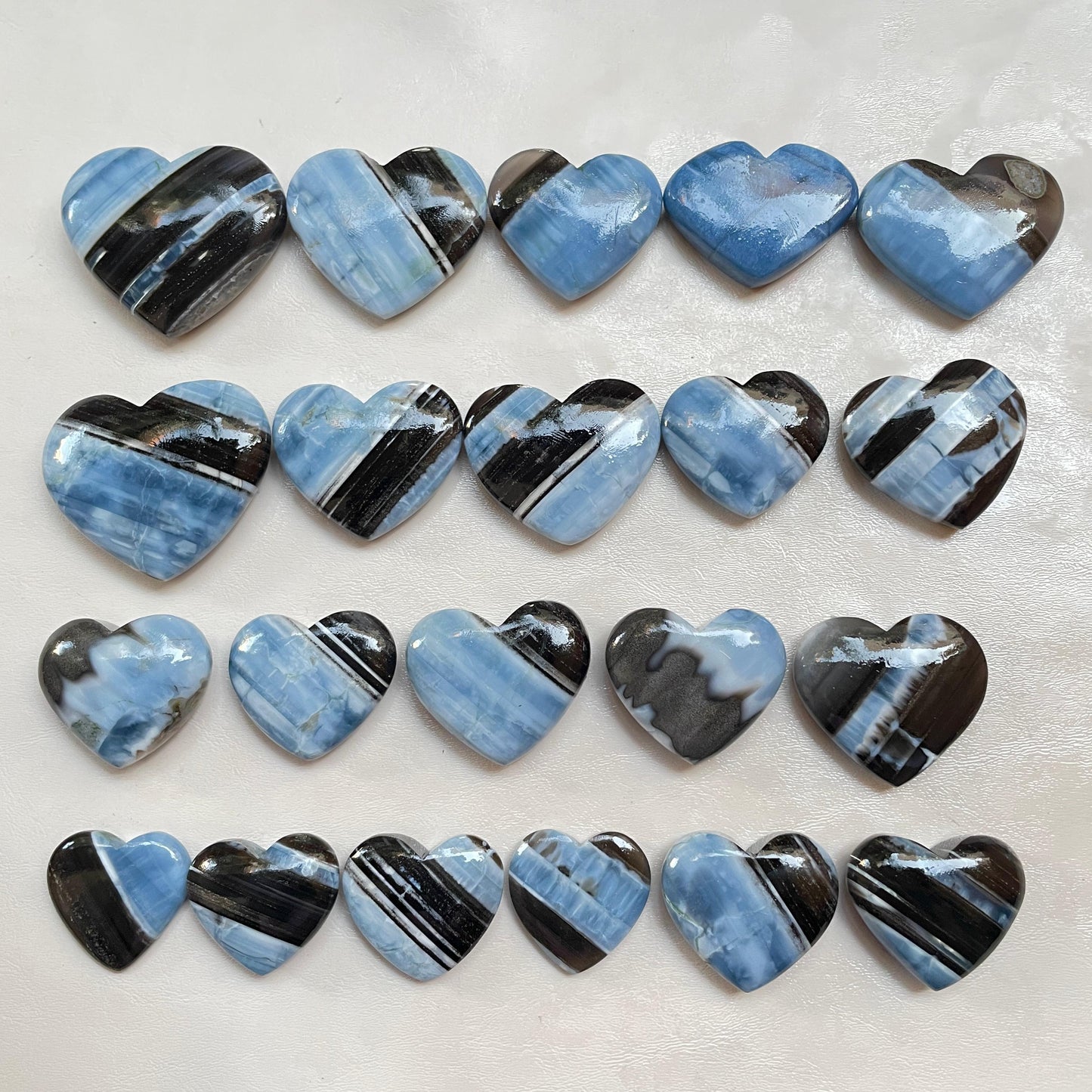 Blue Opal Hearts - Mini