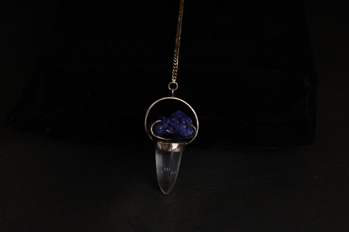 Clear Quartz with Azurite Pendants