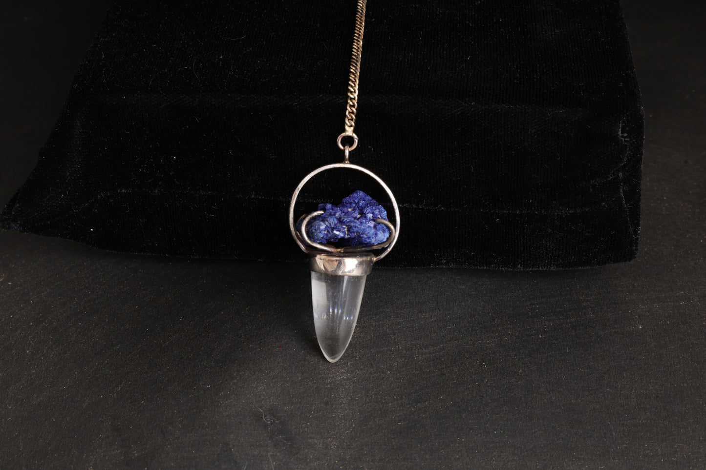 Clear Quartz with Azurite Pendants