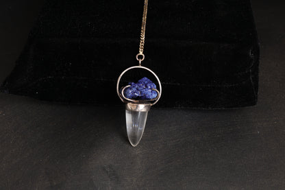 Clear Quartz with Azurite Pendants
