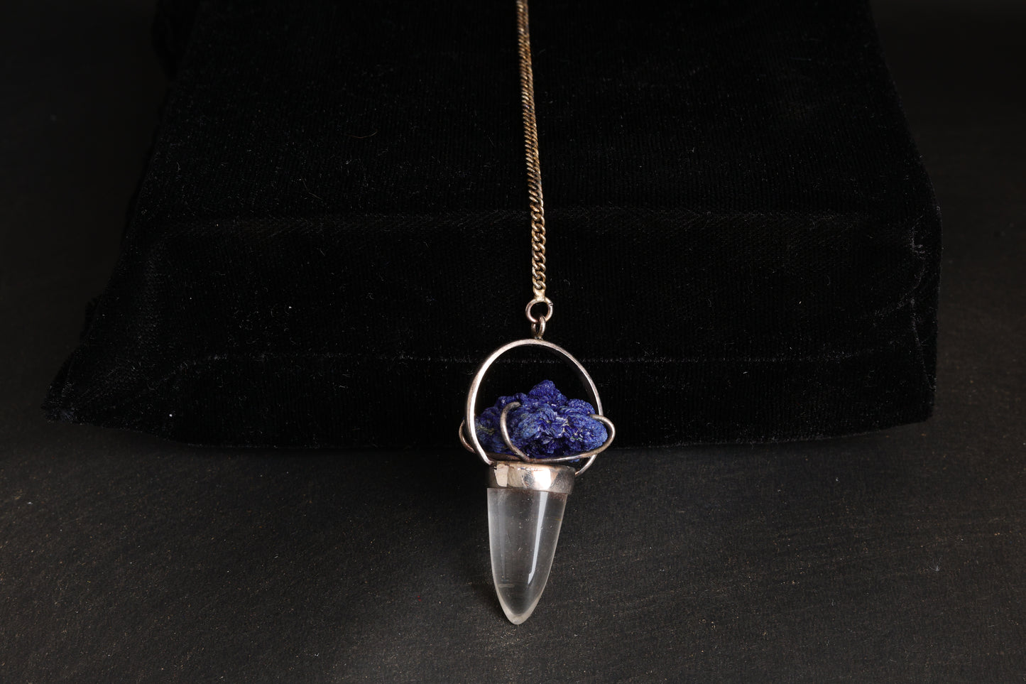 Clear Quartz with Azurite Pendants