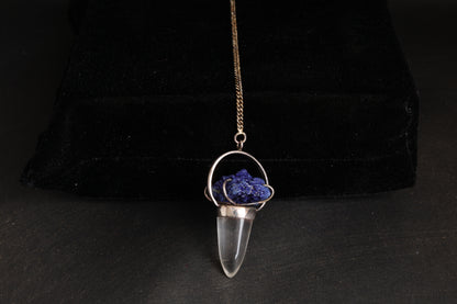 Clear Quartz with Azurite Pendants