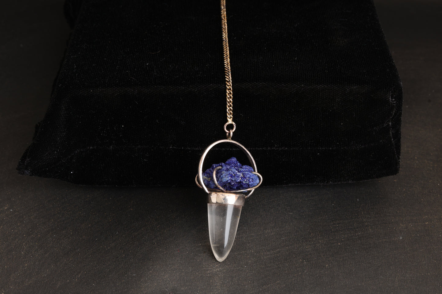Clear Quartz with Azurite Pendants