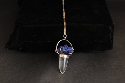 Clear Quartz with Azurite Pendants
