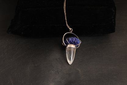 Clear Quartz with Azurite Pendants