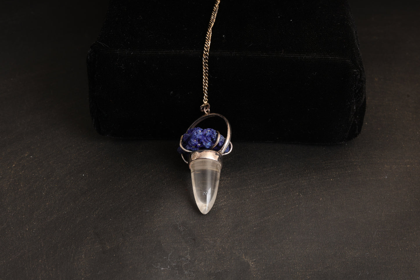 Clear Quartz with Azurite Pendants
