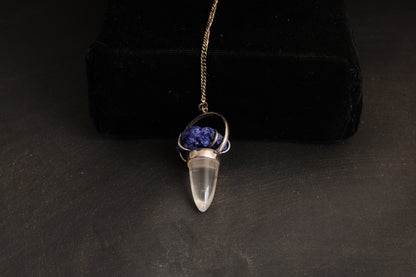 Clear Quartz with Azurite Pendants