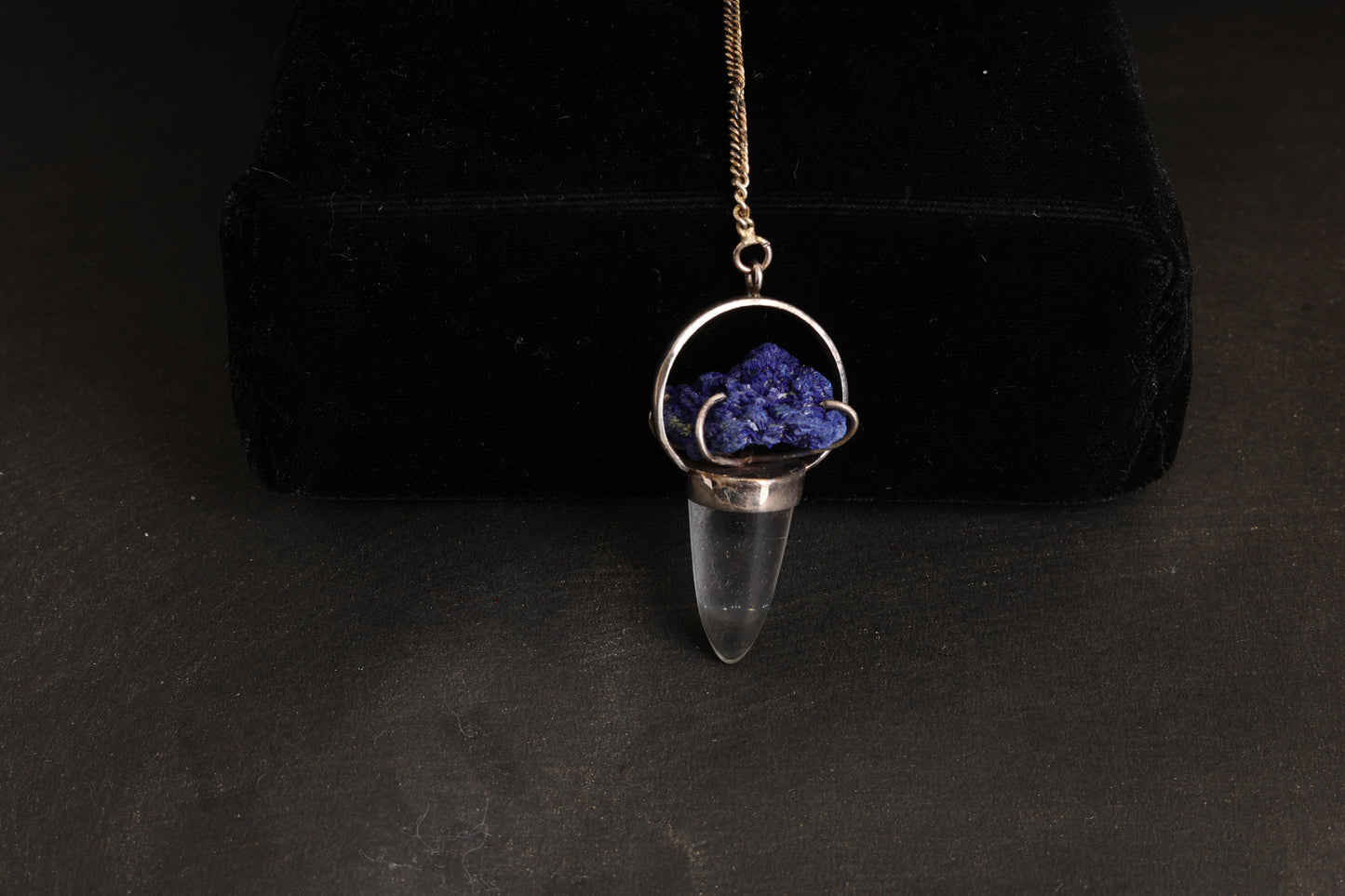 Clear Quartz with Azurite Pendants