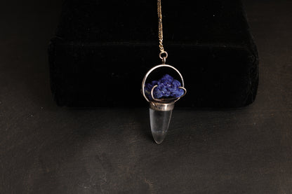 Clear Quartz with Azurite Pendants