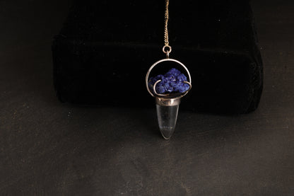 Clear Quartz with Azurite Pendants