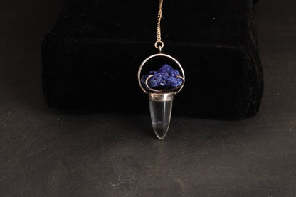 Clear Quartz with Azurite Pendants