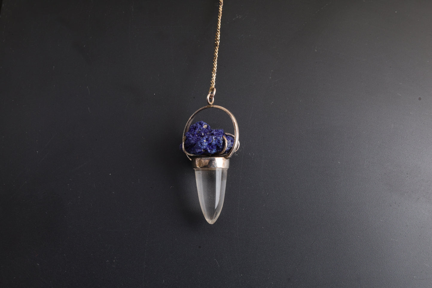 Clear Quartz with Azurite Pendants