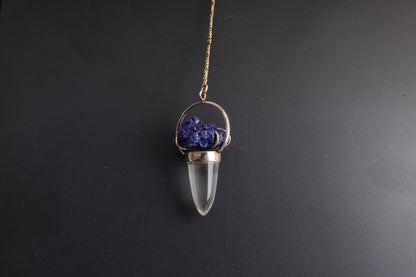 Clear Quartz with Azurite Pendants