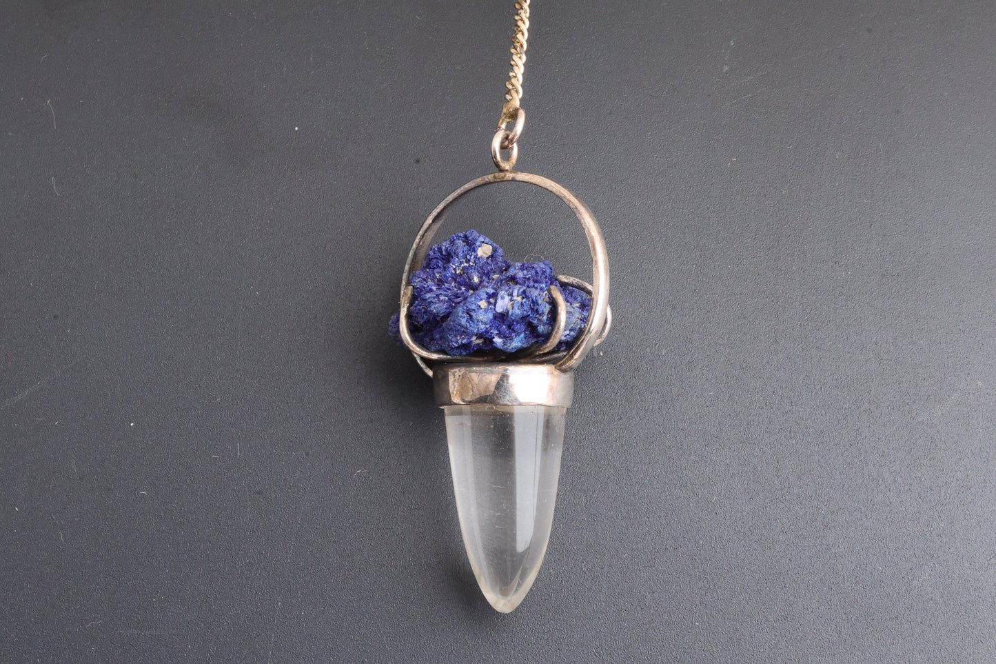 Clear Quartz with Azurite Pendants