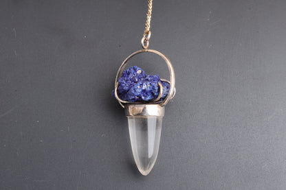 Clear Quartz with Azurite Pendants