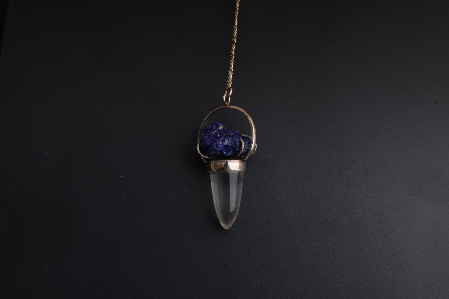 Clear Quartz with Azurite Pendants