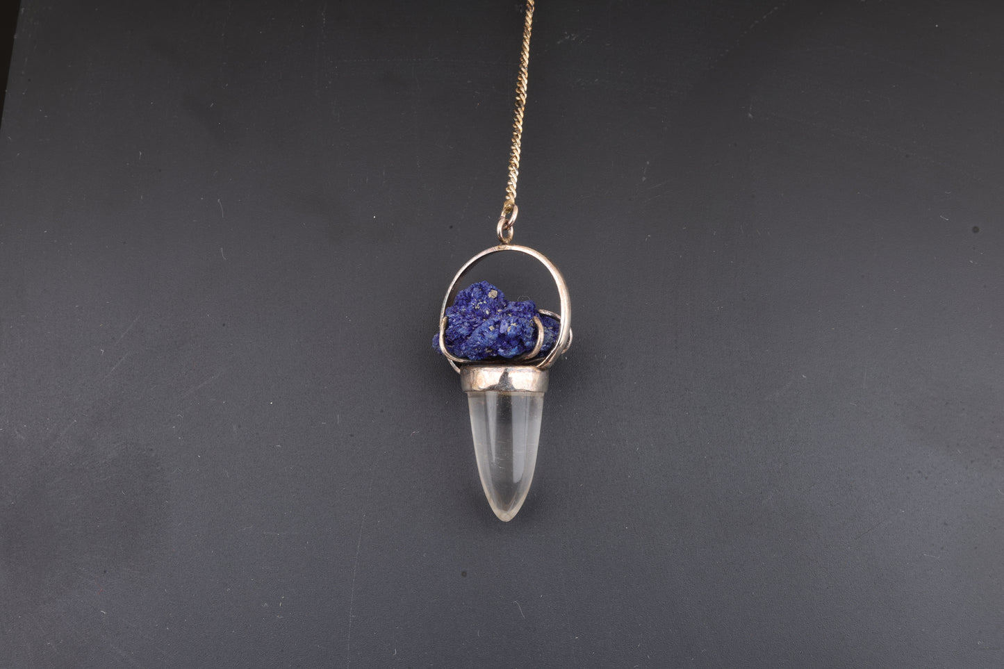 Clear Quartz with Azurite Pendants