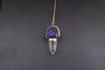 Clear Quartz with Azurite Pendants