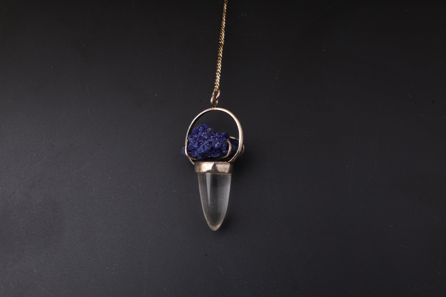 Clear Quartz with Azurite Pendants