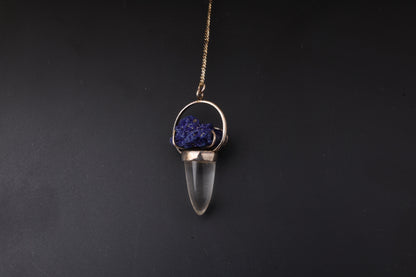 Clear Quartz with Azurite Pendants