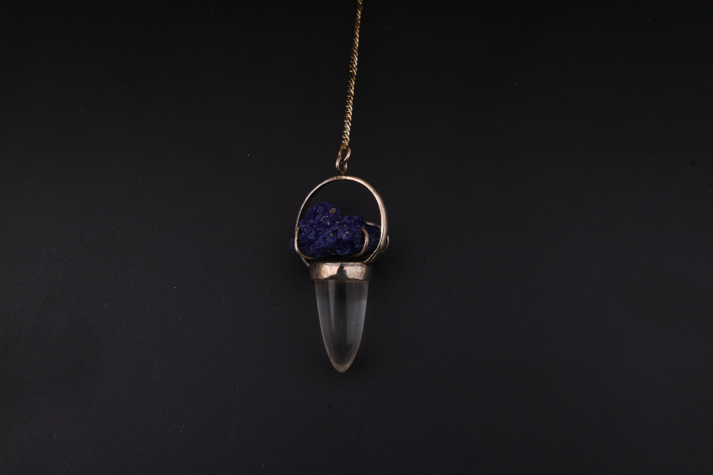 Clear Quartz with Azurite Pendants