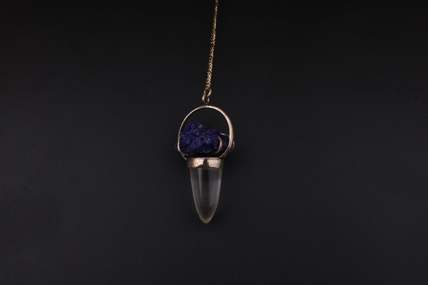 Clear Quartz with Azurite Pendants