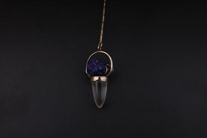 Clear Quartz with Azurite Pendants