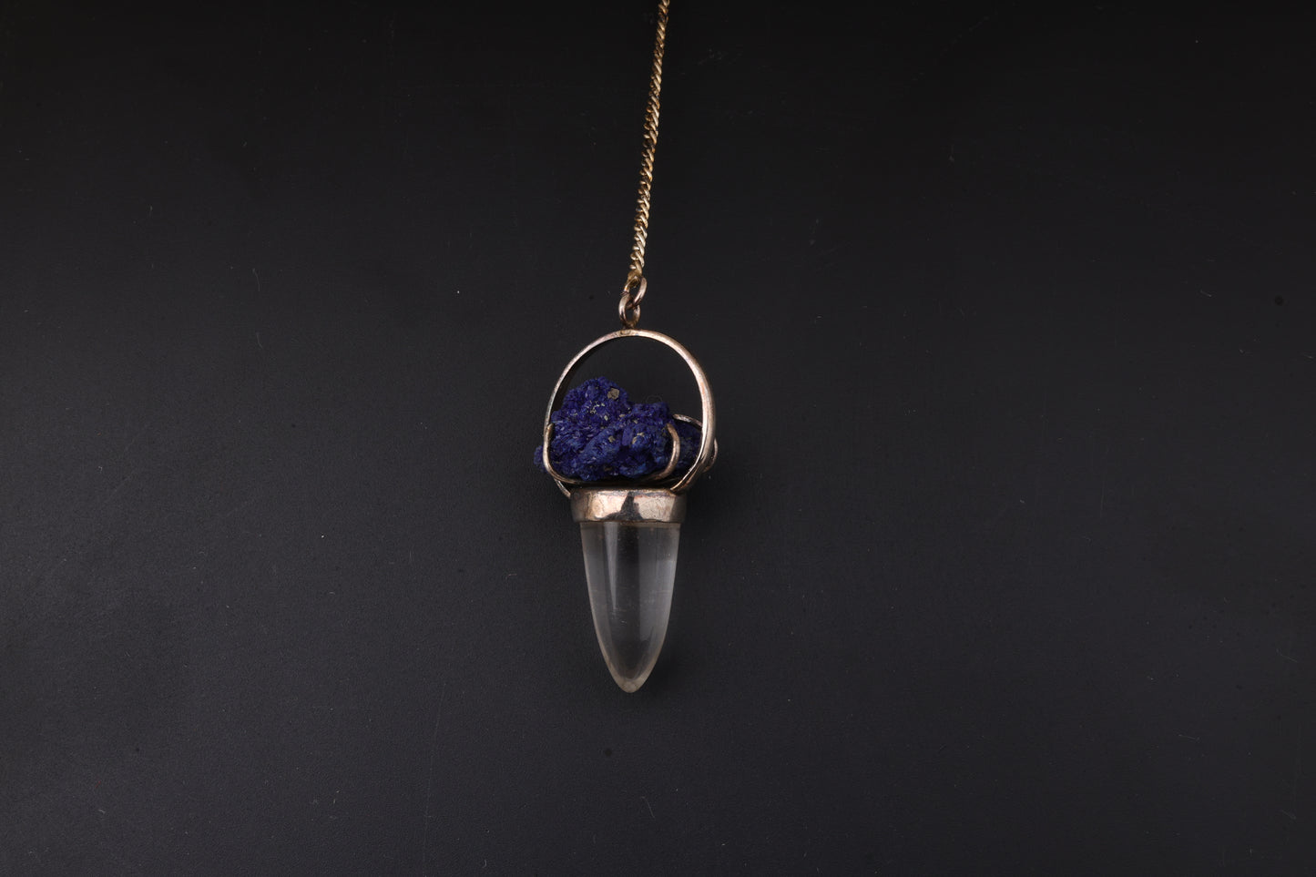 Clear Quartz with Azurite Pendants