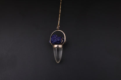 Clear Quartz with Azurite Pendants