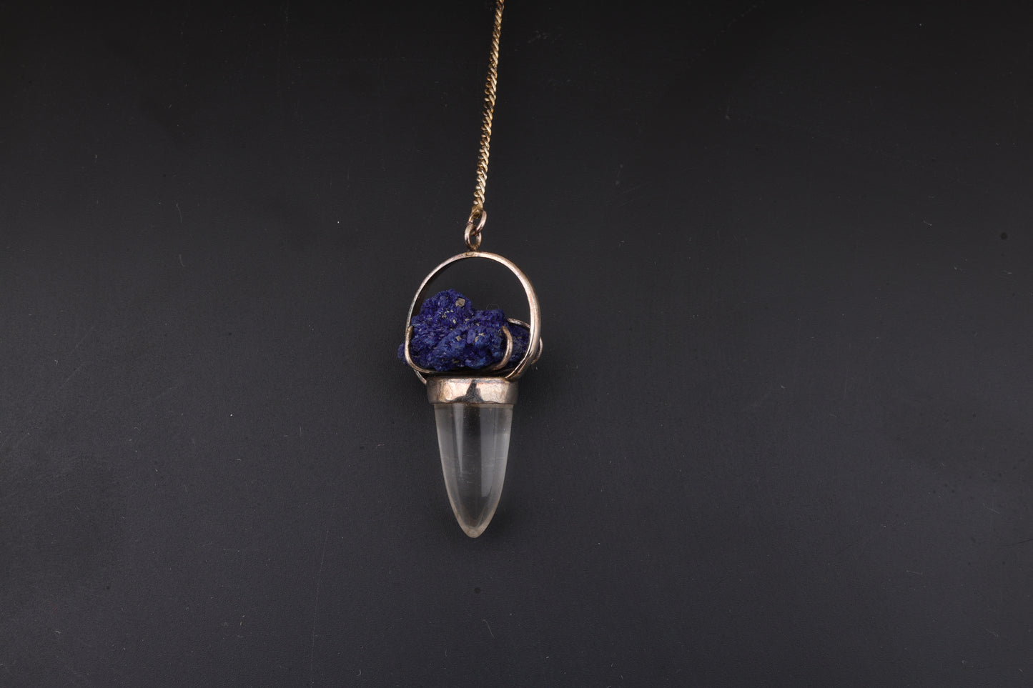 Clear Quartz with Azurite Pendants