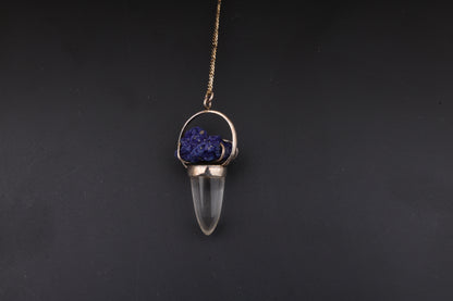 Clear Quartz with Azurite Pendants